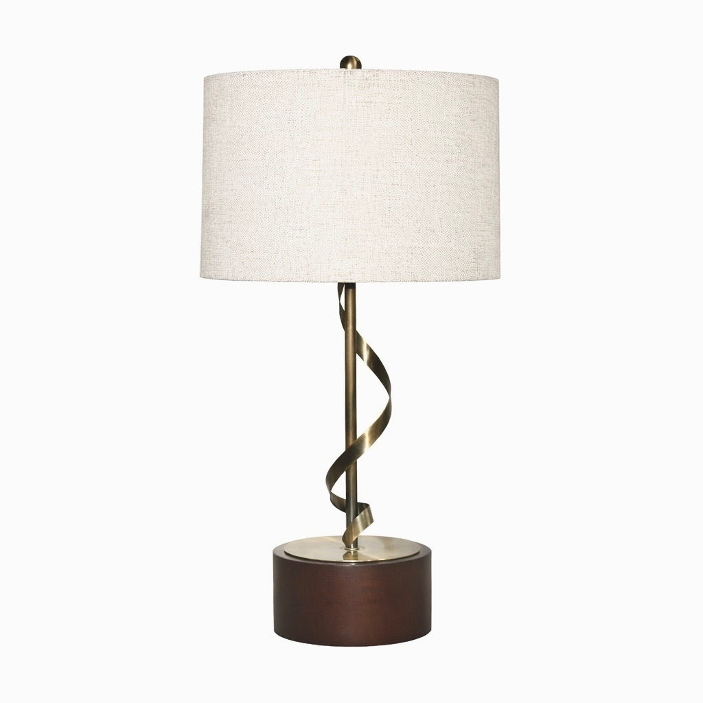 Apollo Twisted Metal Table Lamp | Walnut Base & Linen Shade | MidinMod