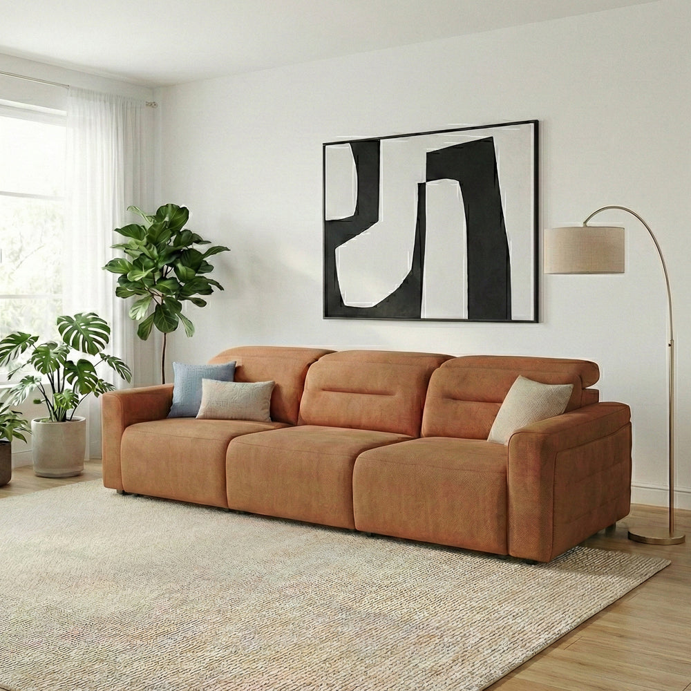 Archie Fabric Power Slider Sofa | 3-Seater with Motorized Extendable Deep Seats | MidinMod