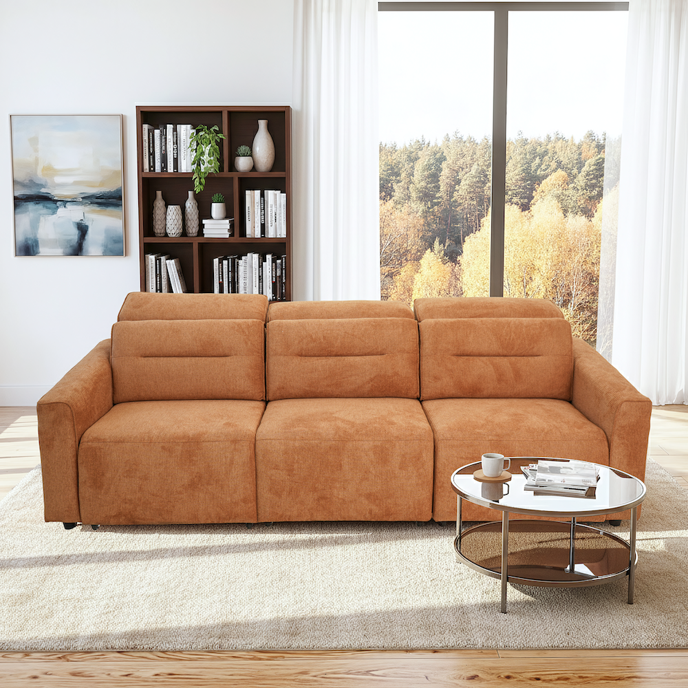 Archie Fabric Power Slider Sofa | 3-Seater with Motorized Extendable Deep Seats | MidinMod