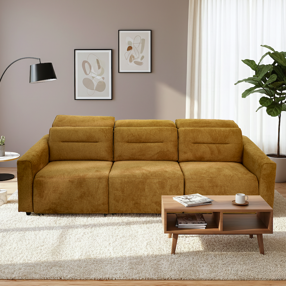 Archie Fabric Power Slider Sofa | 3-Seater with Motorized Extendable Deep Seats | MidinMod