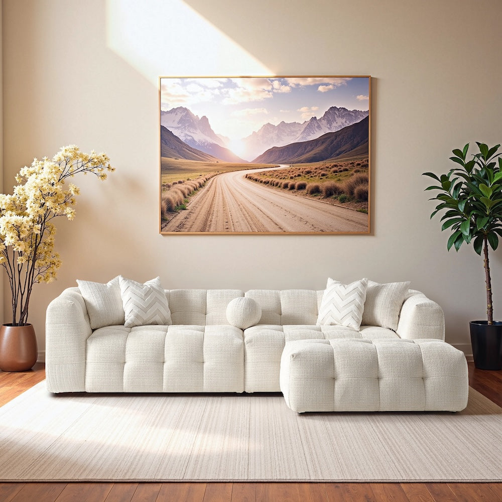 Aris Ivory Chenille Modular Sofa - MidinMod