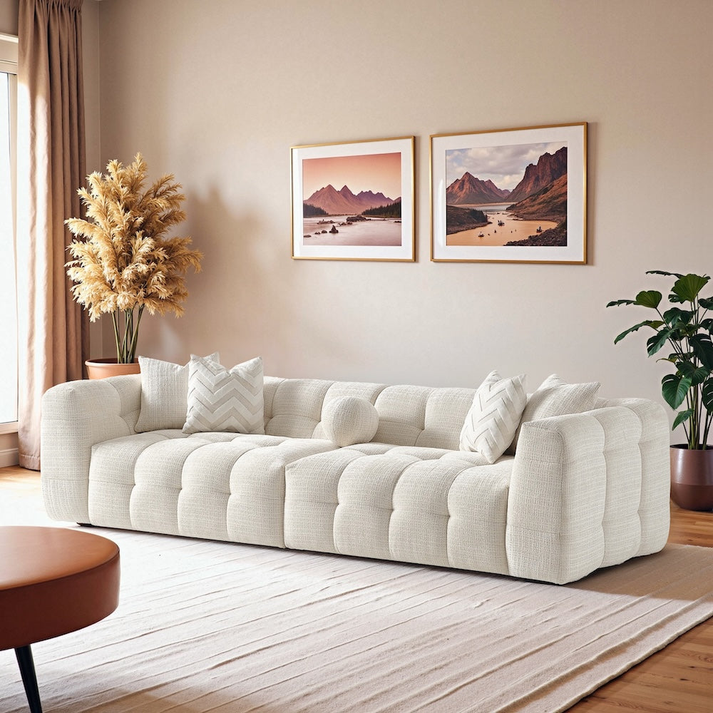 Aris Ivory Chenille Modular Sofa - MidinMod