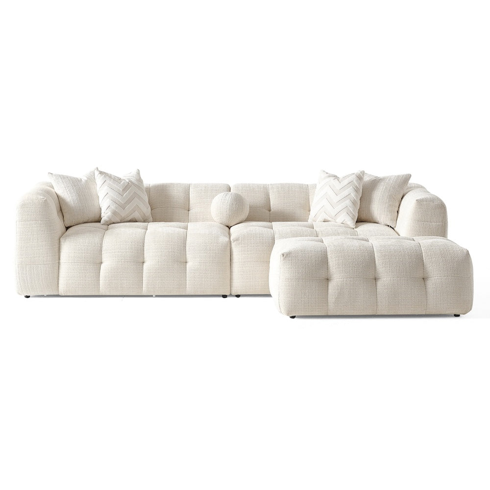 Aris Ivory Chenille Modular Sofa - MidinMod