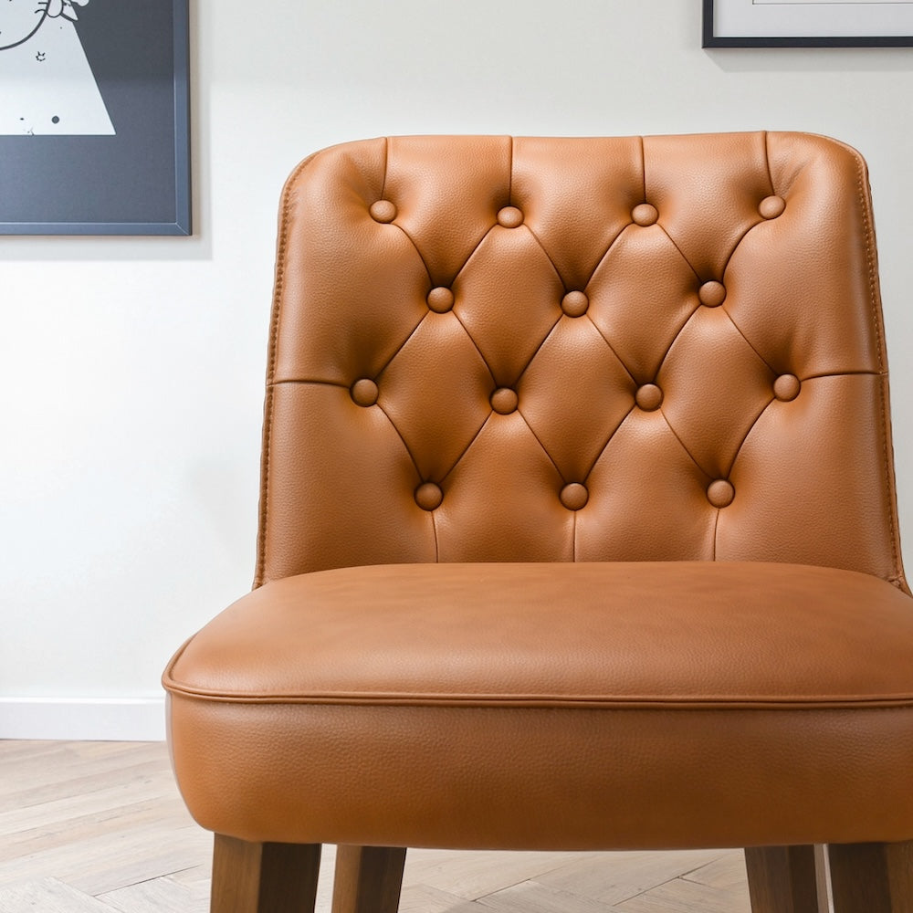 Arlo Cognac Vegan Leather Counter Stool - MidinMod
