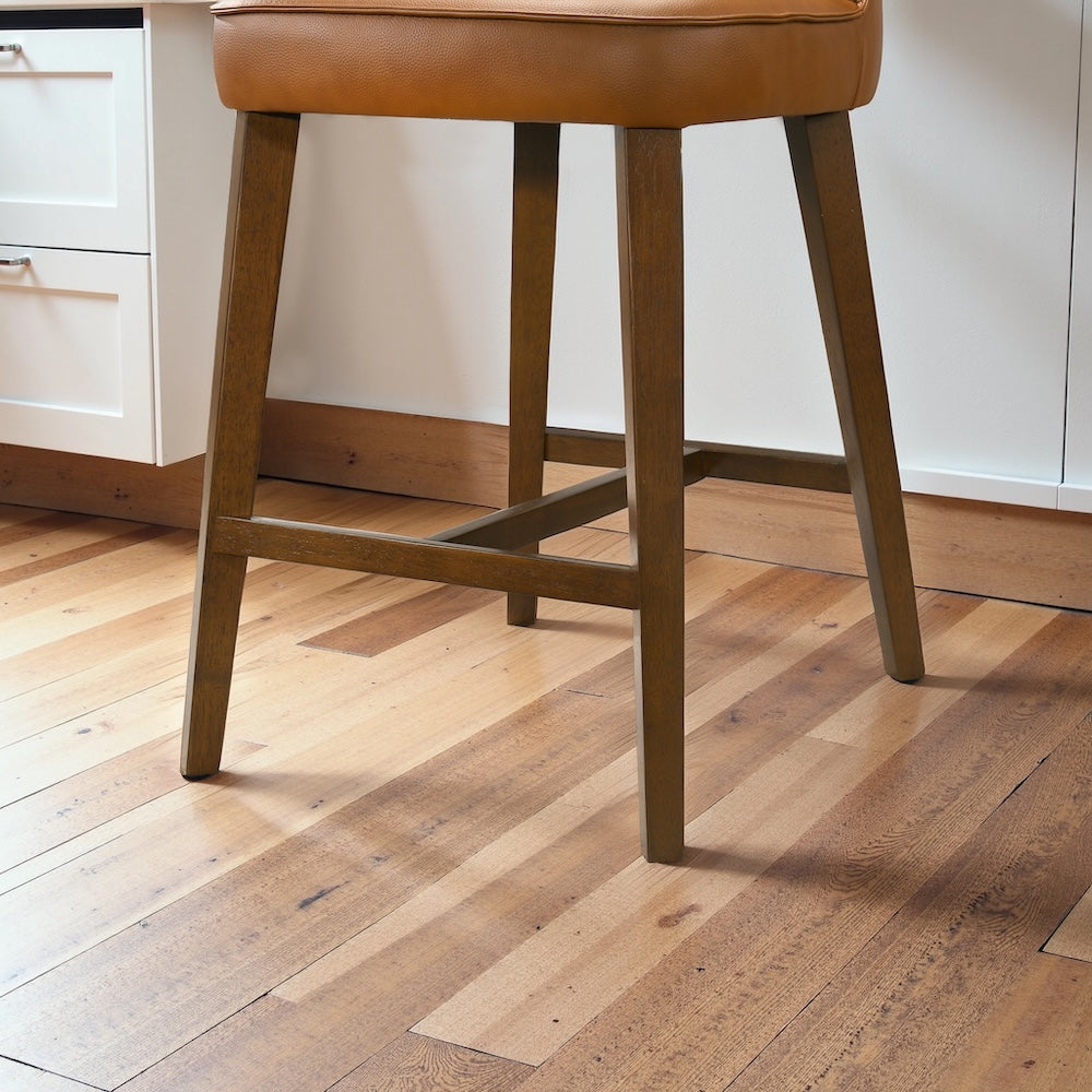 Arlo Cognac Vegan Leather Counter Stool - MidinMod