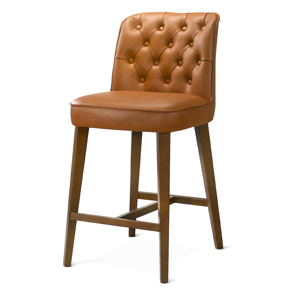 Arlo Cognac Vegan Leather Counter Stool - MidinMod