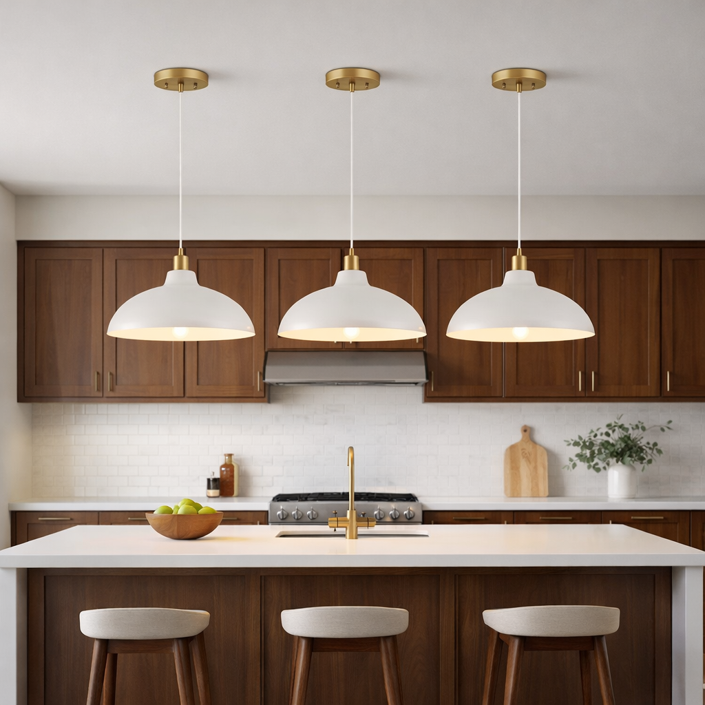 Astral White & Gold Brass Single Light Pendant Lamp | MidinMod