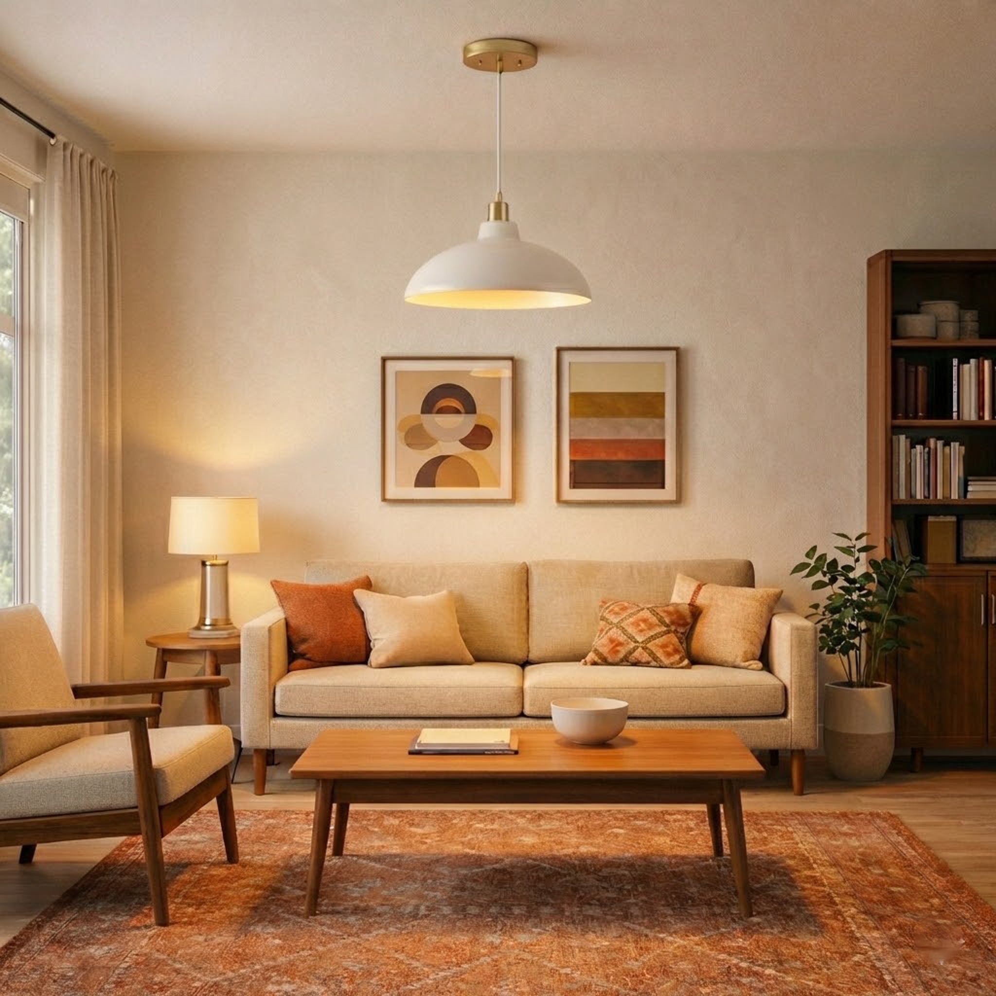 Astral White & Gold Brass Single Light Pendant Lamp | MidinMod