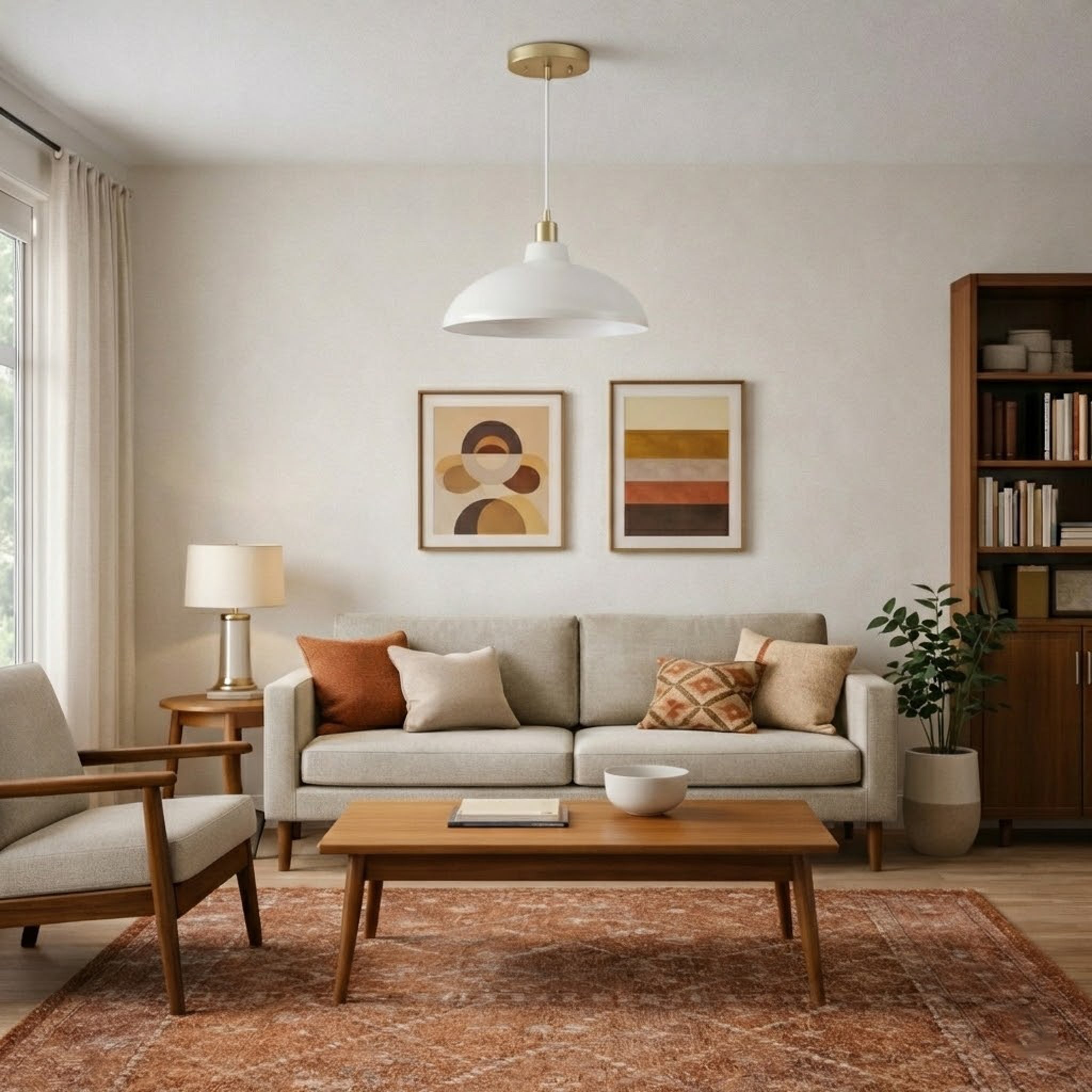 Astral White & Gold Brass Single Light Pendant Lamp | MidinMod