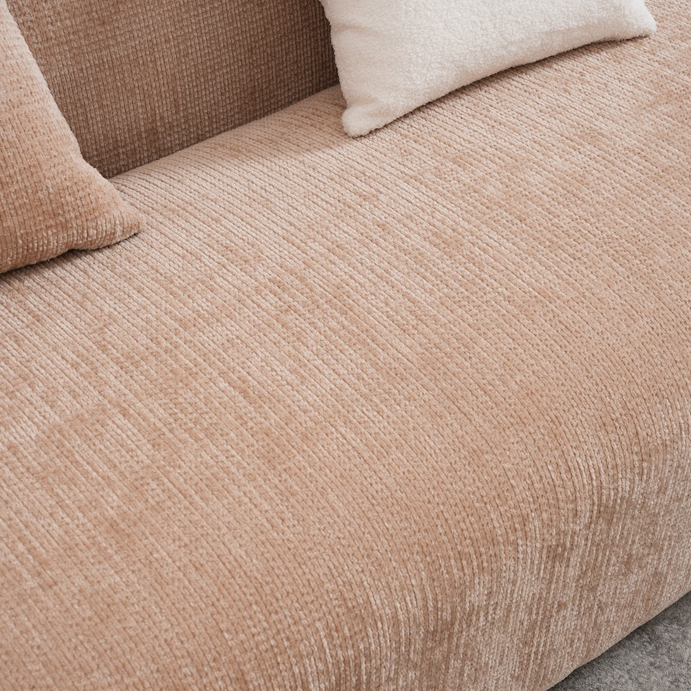 Aura U-Shape Peach Chenille Corner Sofa - MidinMod