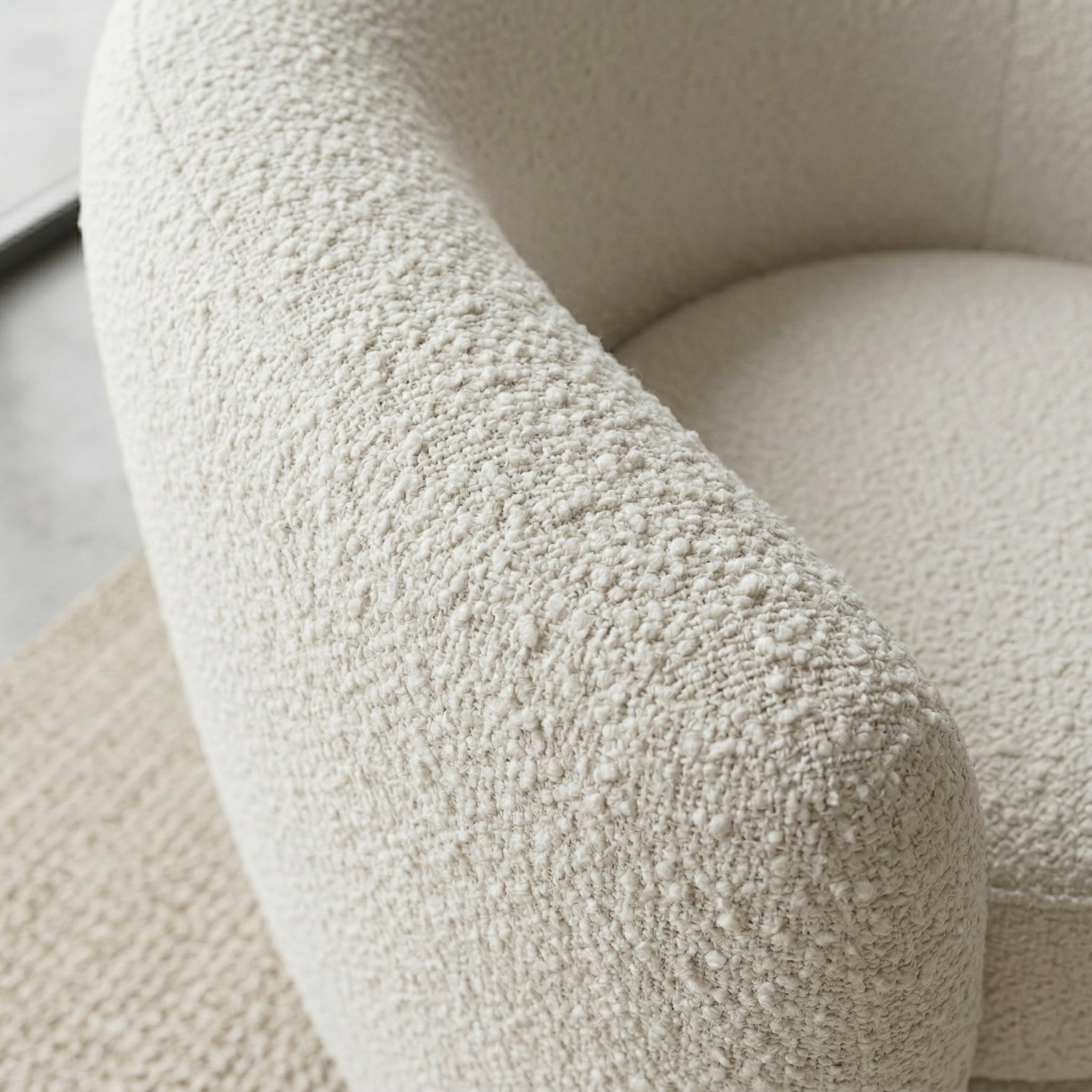 Axis White Boucle Lounge Chair | Contemporary Minimalist Teddy Fabric | MidinMod