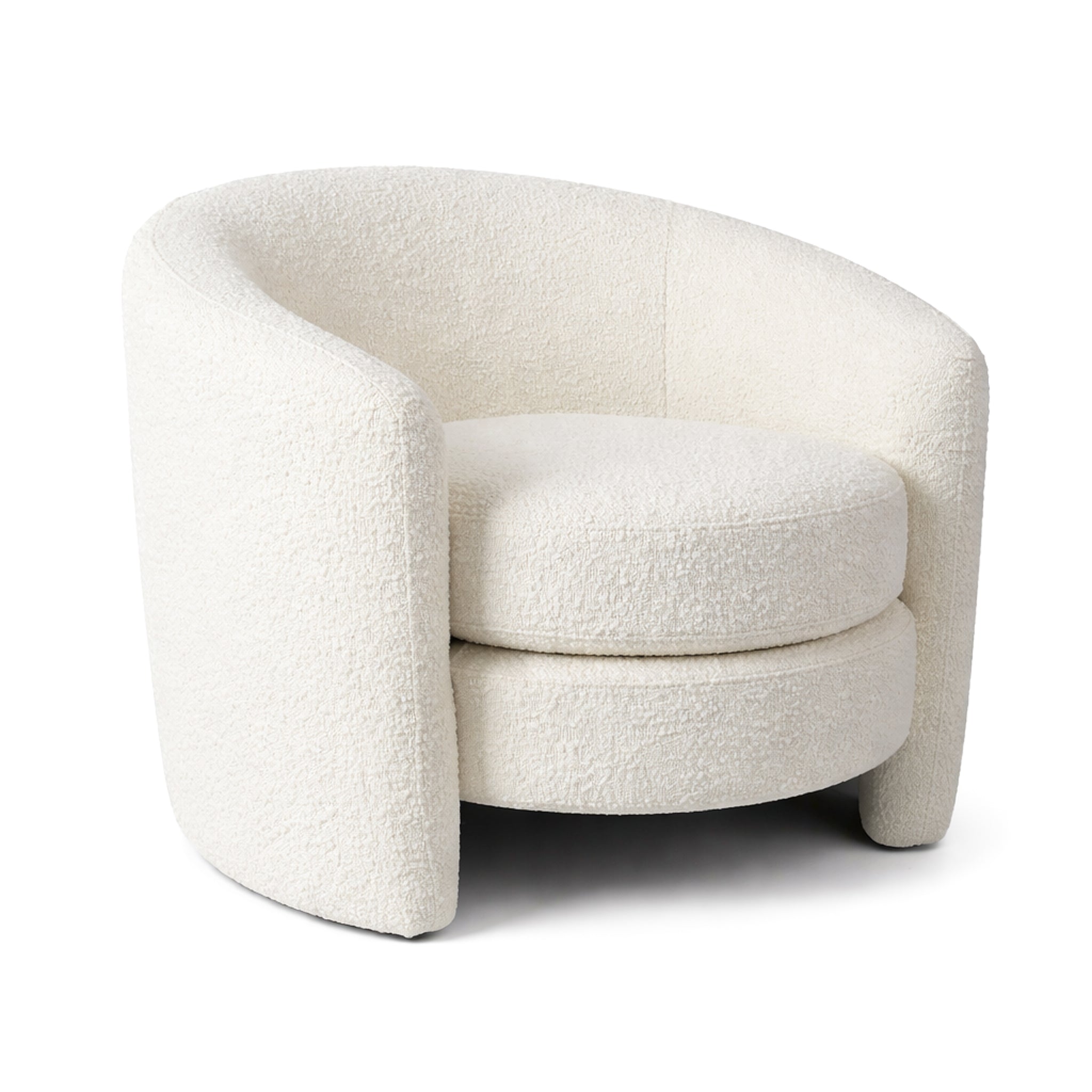 Axis White Boucle Lounge Chair | Contemporary Minimalist Teddy Fabric | MidinMod