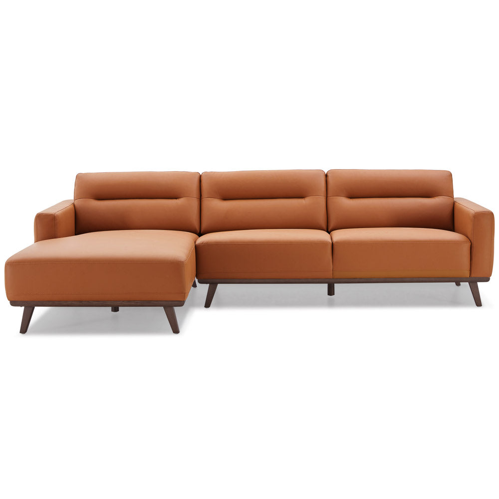 Baltic Sectional Left Cognac Leather Sofa - Mid In Mod