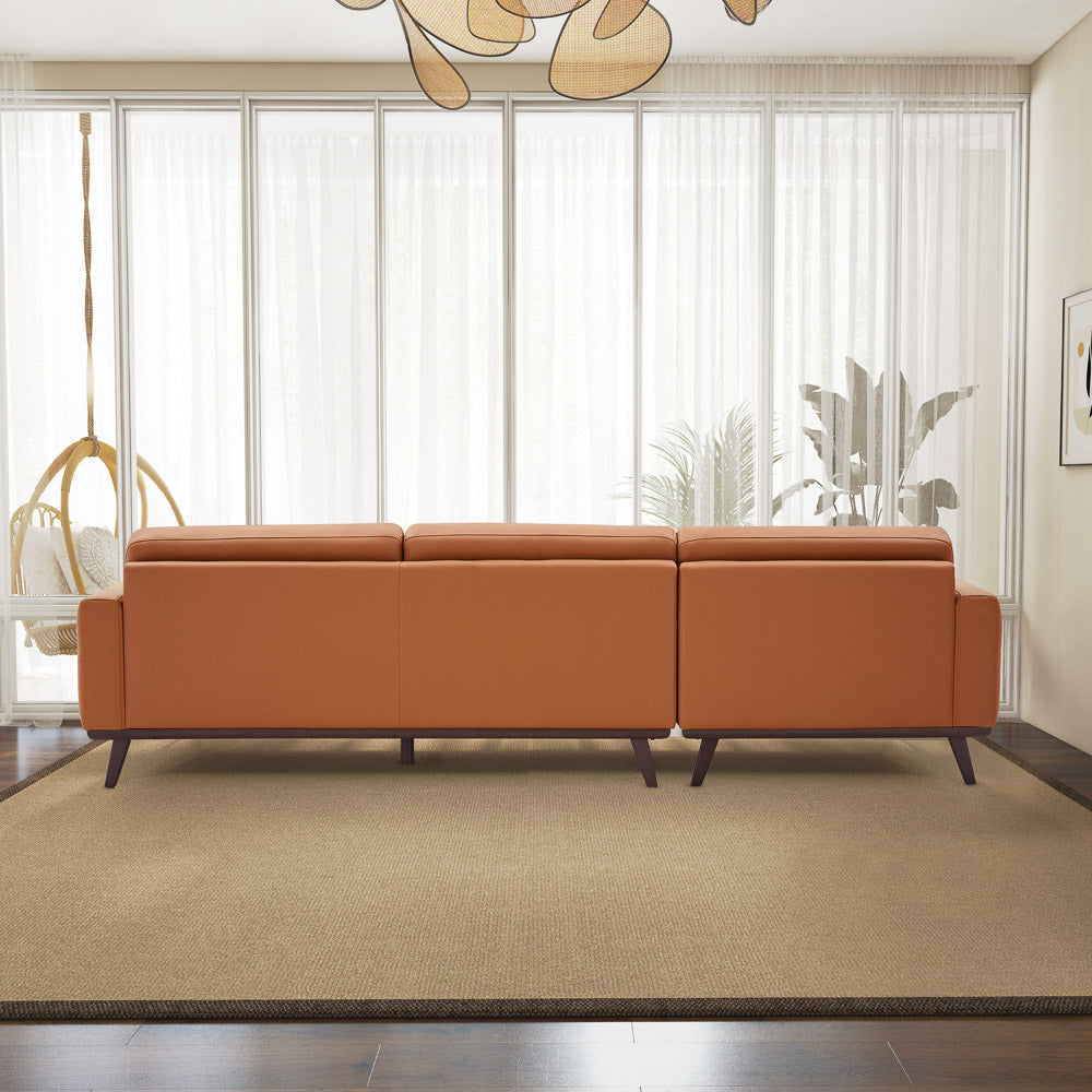 Baltic Sectional Left Cognac Leather Sofa - Mid In Mod