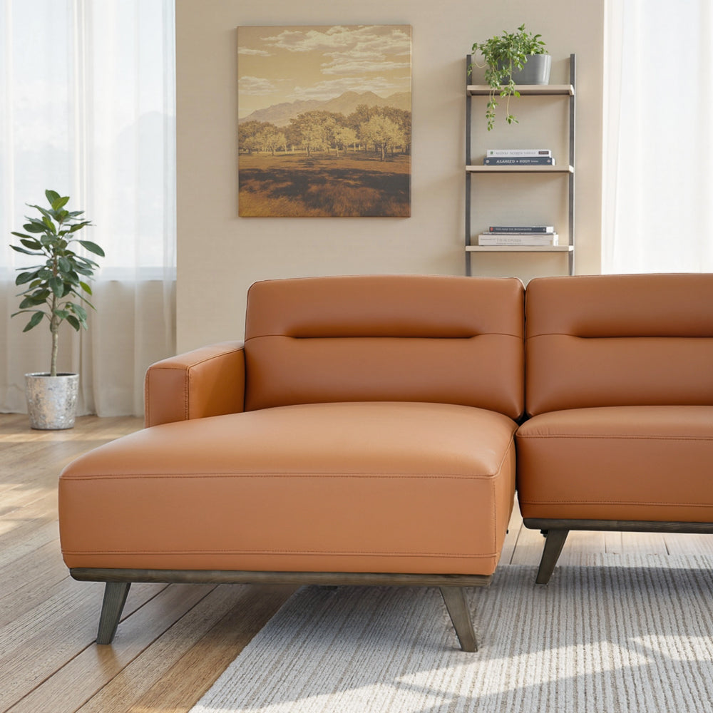 Baltic Sectional Left Cognac Leather Sofa