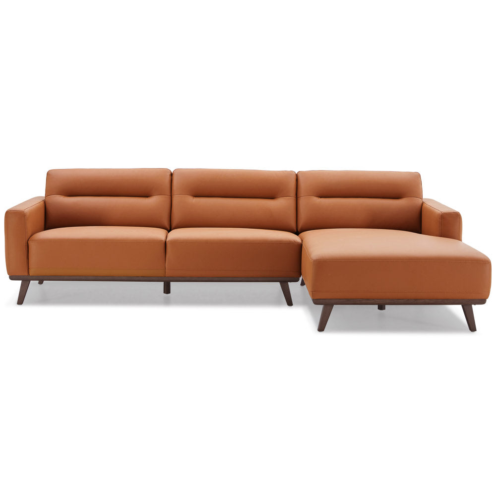 Baltic Sectional Right Cognac Leather Sofa - Mid In Mod