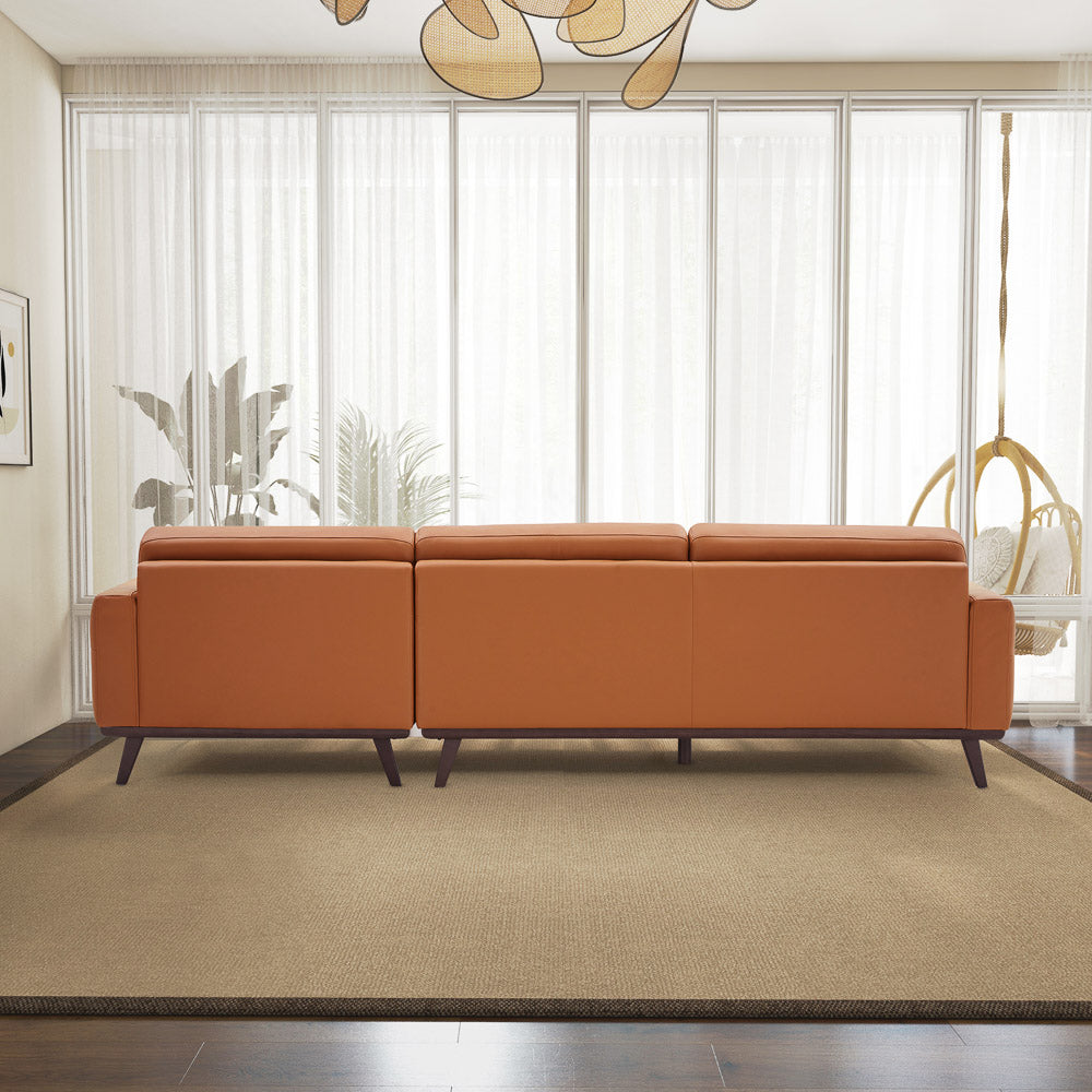 Baltic Sectional Right Cognac Leather Sofa - Mid In Mod
