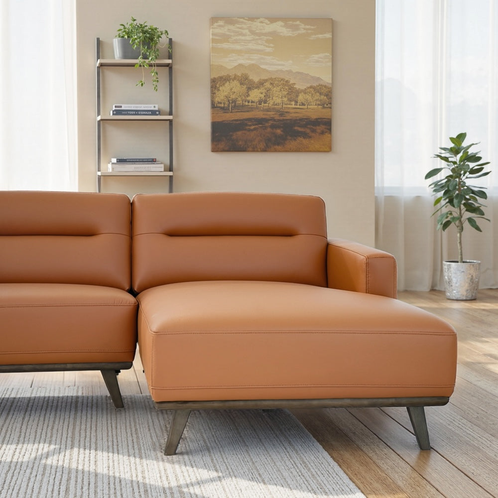 Baltic Sectional Right Cognac Leather Sofa