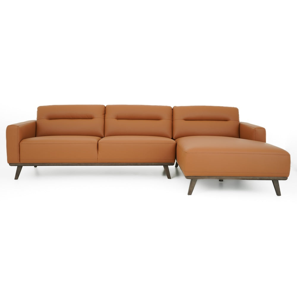 Baltic Sectional Right Cognac Leather Sofa