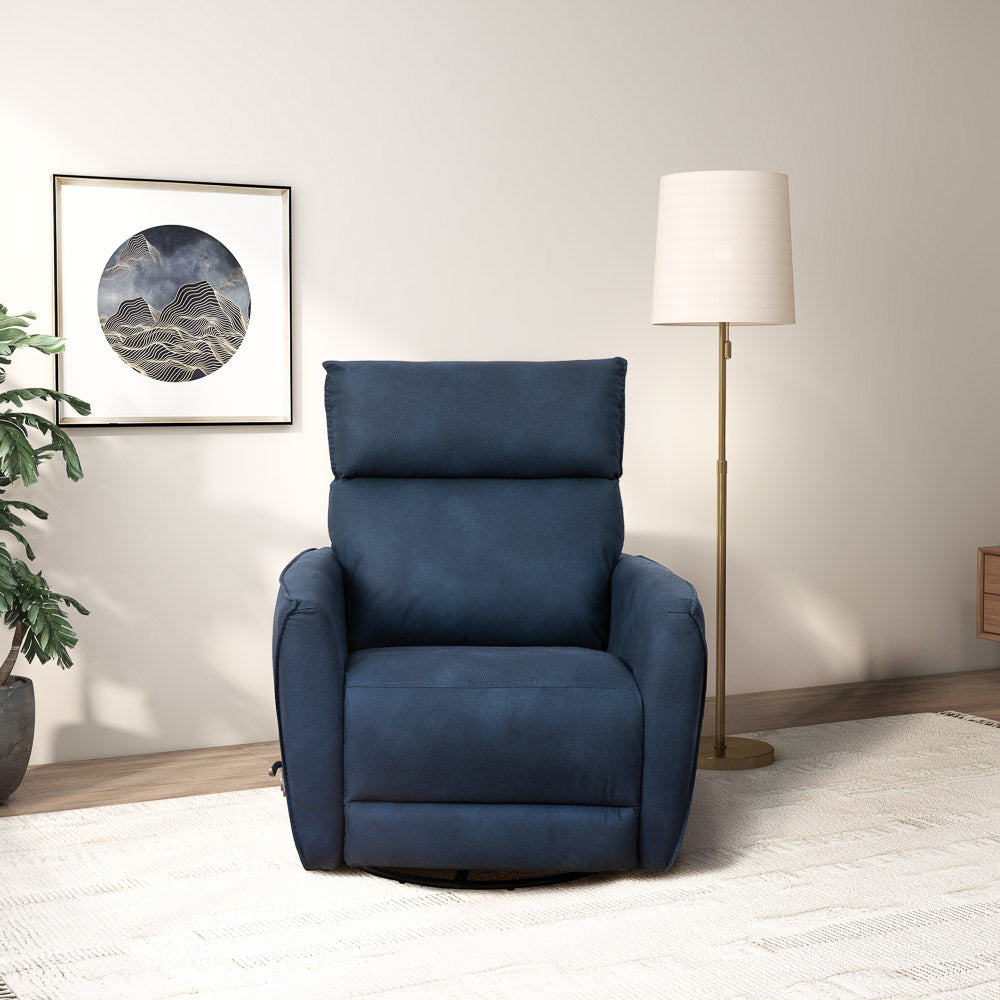 Bandera Swivel Glider Recliner Chair - Midnight Blue Suede - MidinMod