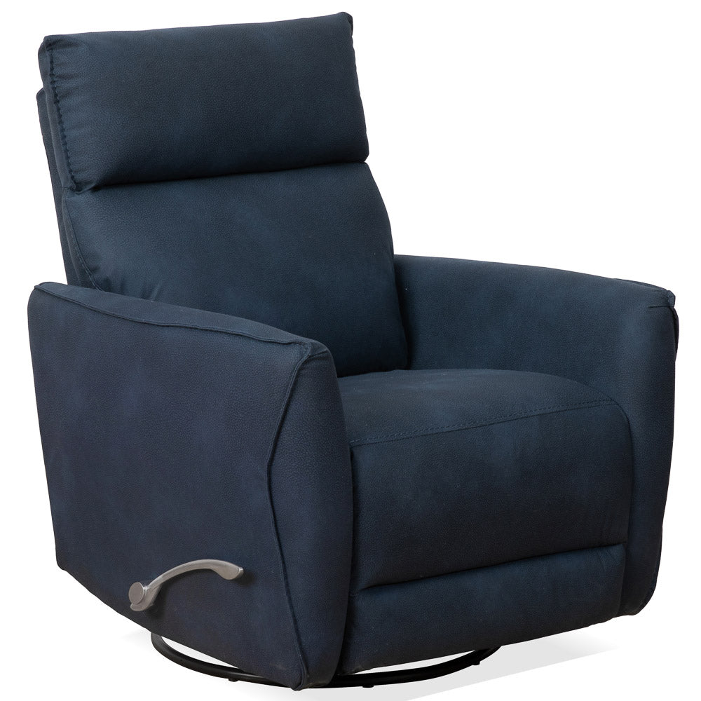 Bandera Swivel Glider Recliner Chair - Midnight Blue Suede - MidinMod