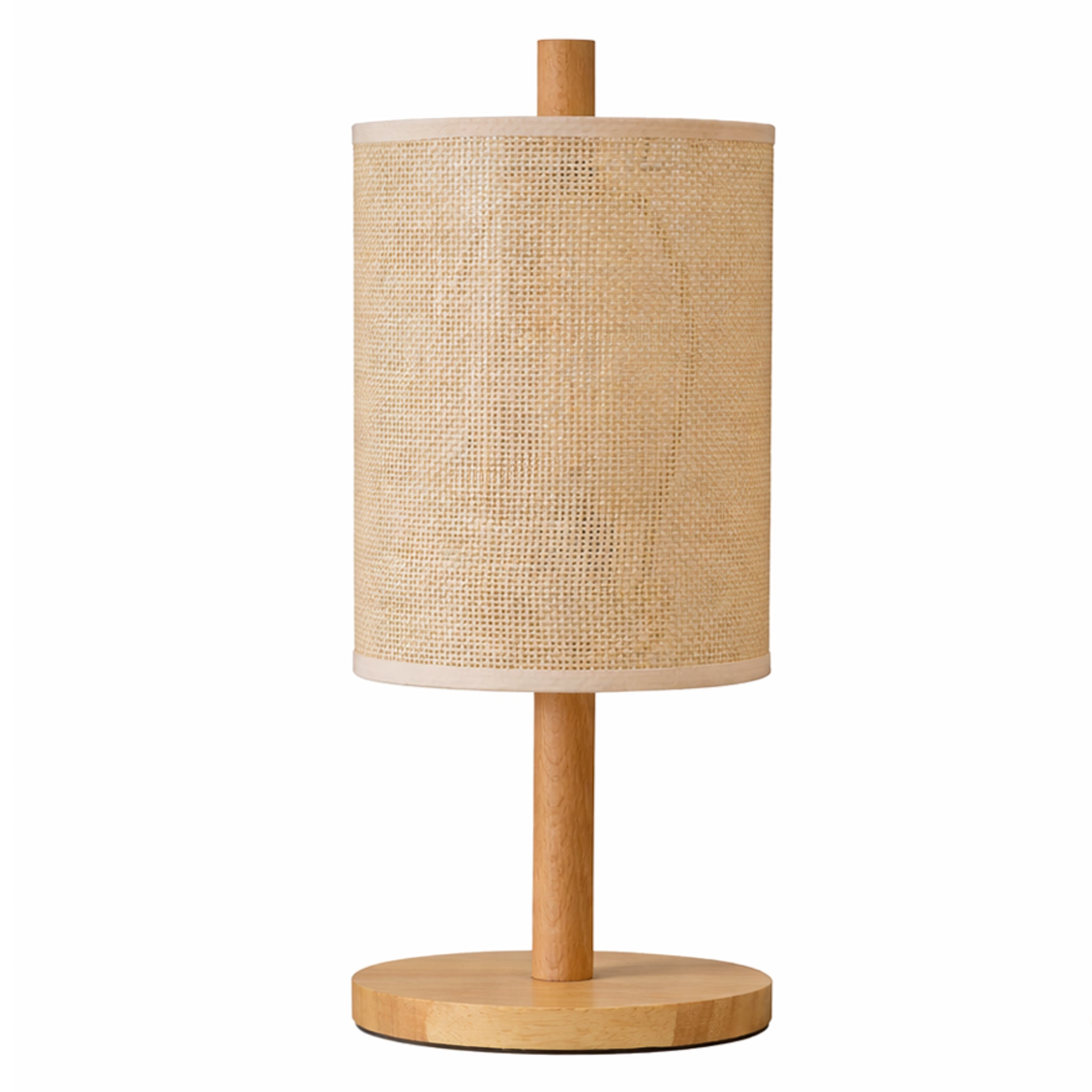 Beam Table Lamp | Oak-Colored Base & Paper Rattan Weave Shade | MidinMod