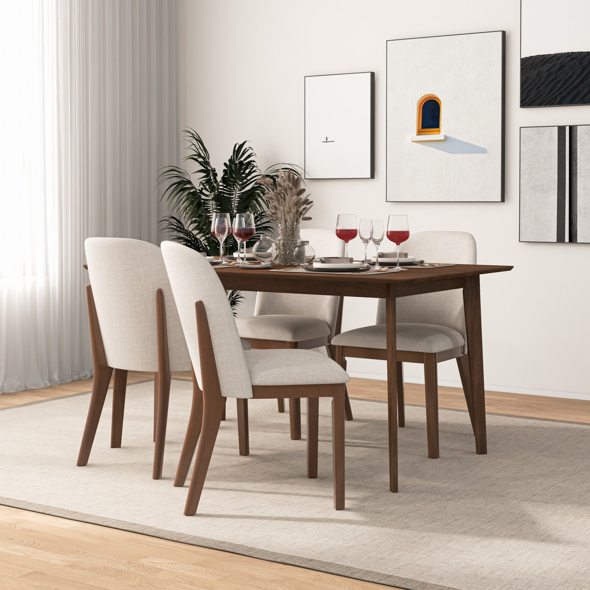 Belfast Beige Linen Dining Chair Set of 2 - MidinMod