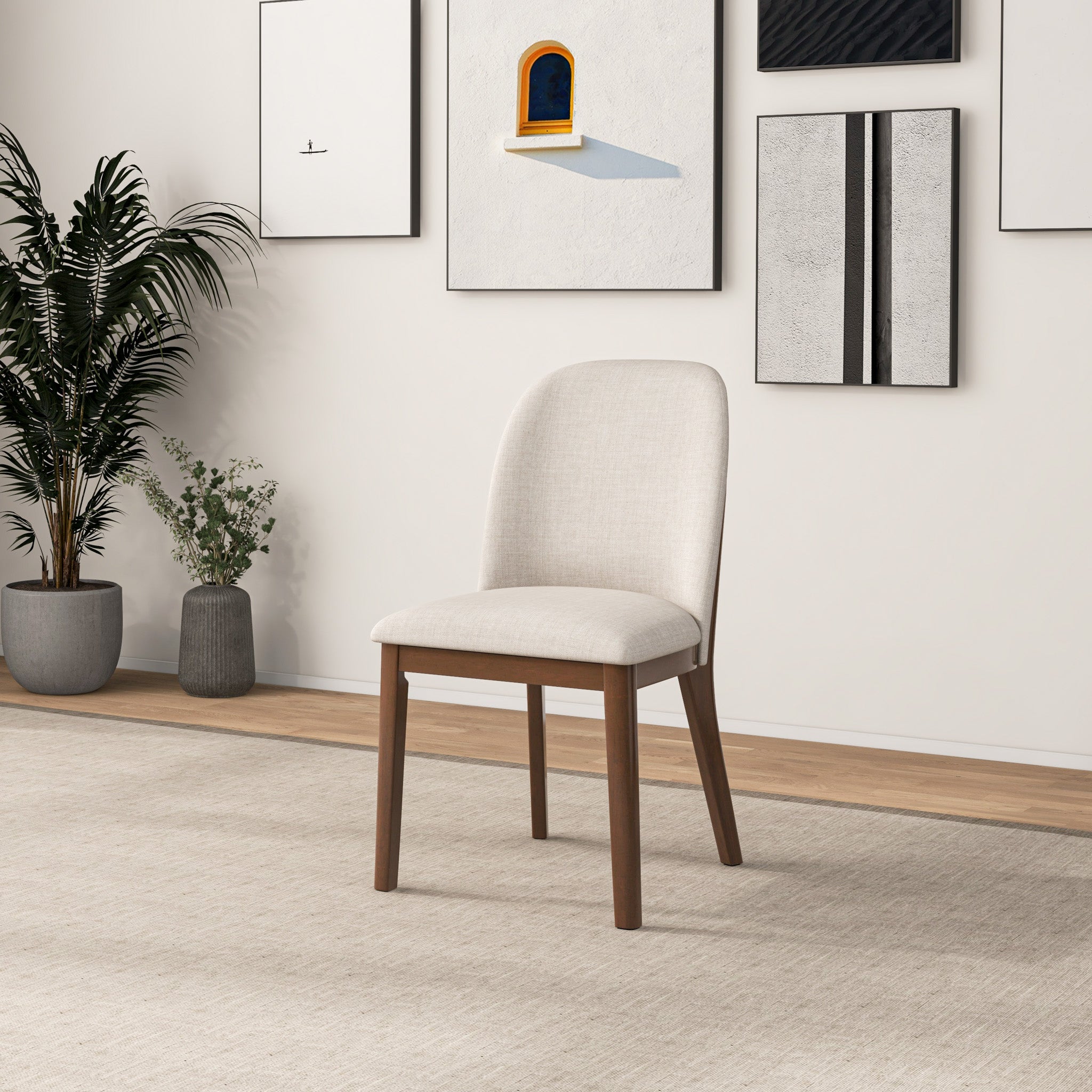 Belfast Beige Linen Dining Chair Set of 2 - MidinMod