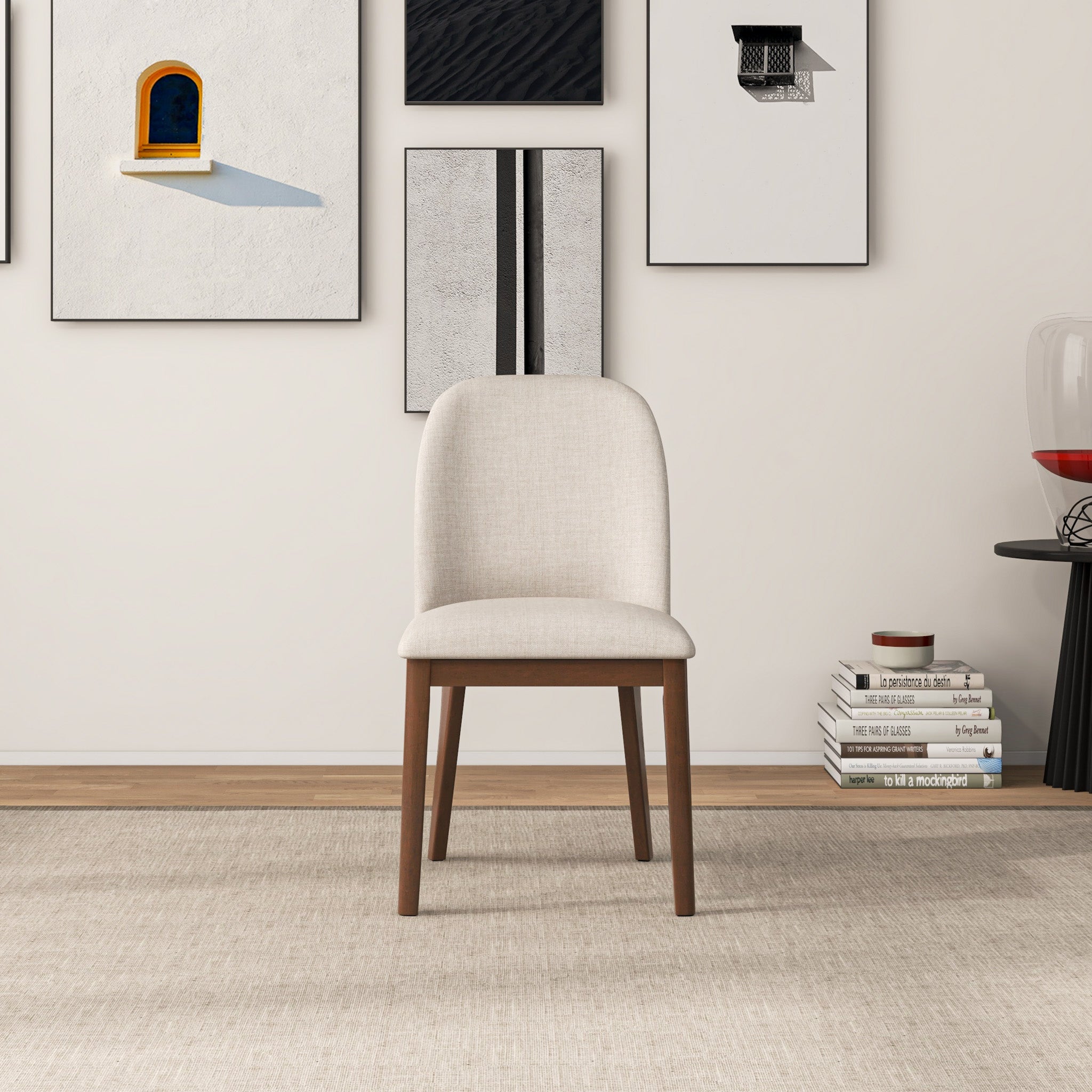 Belfast Beige Linen Dining Chair Set of 2 - MidinMod