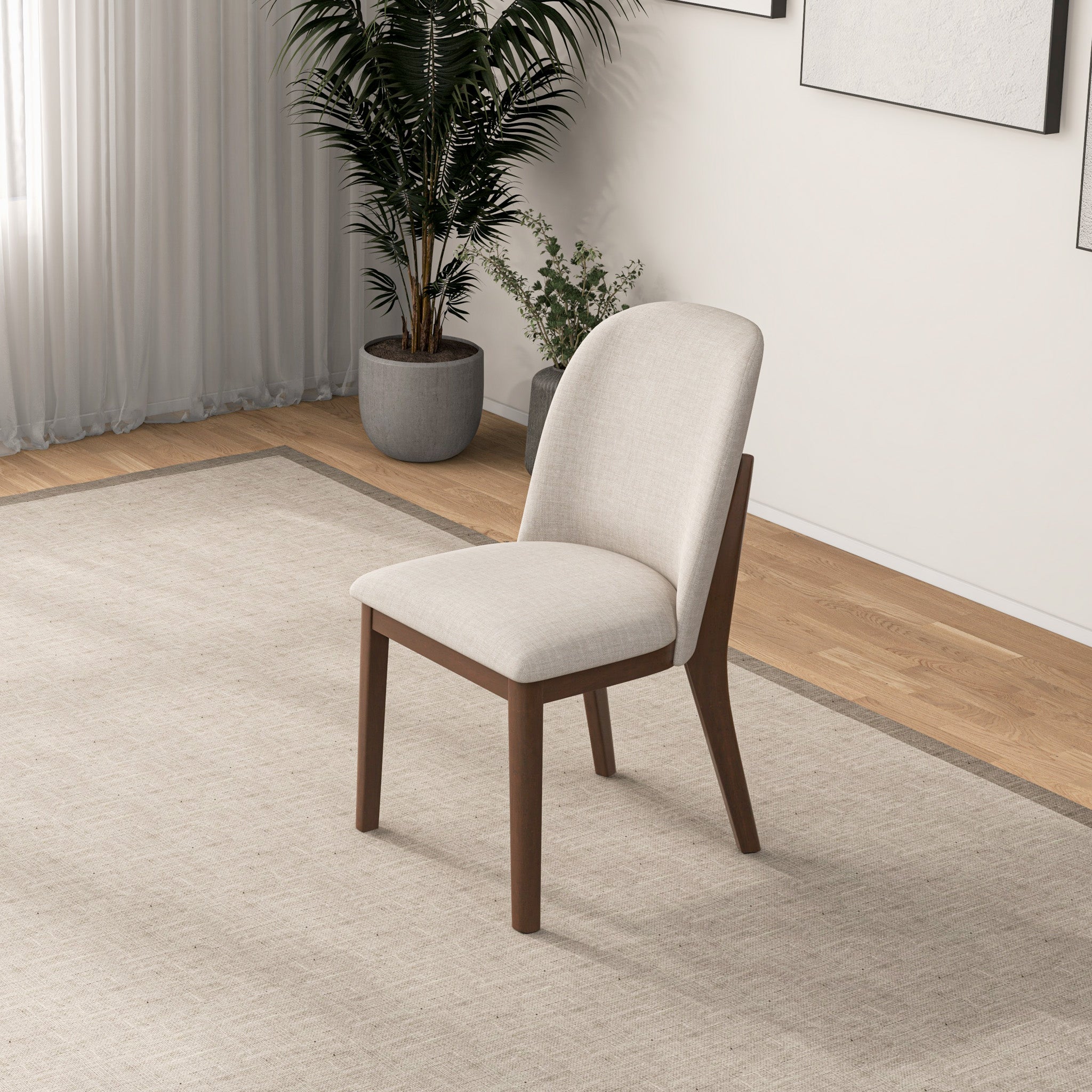 Belfast Beige Linen Dining Chair Set of 2 - MidinMod