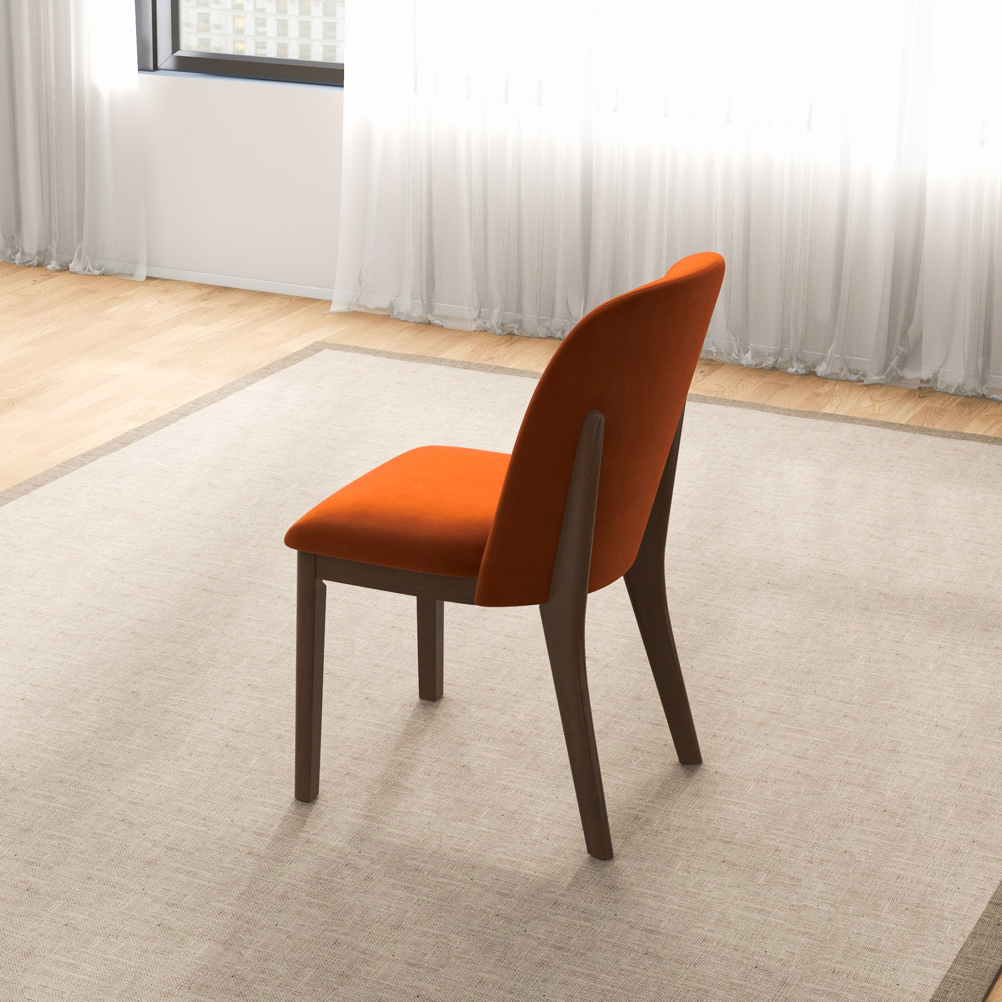 Belfast Burnt Orange Velvet Dining Chair Set of 2 - MidinMod