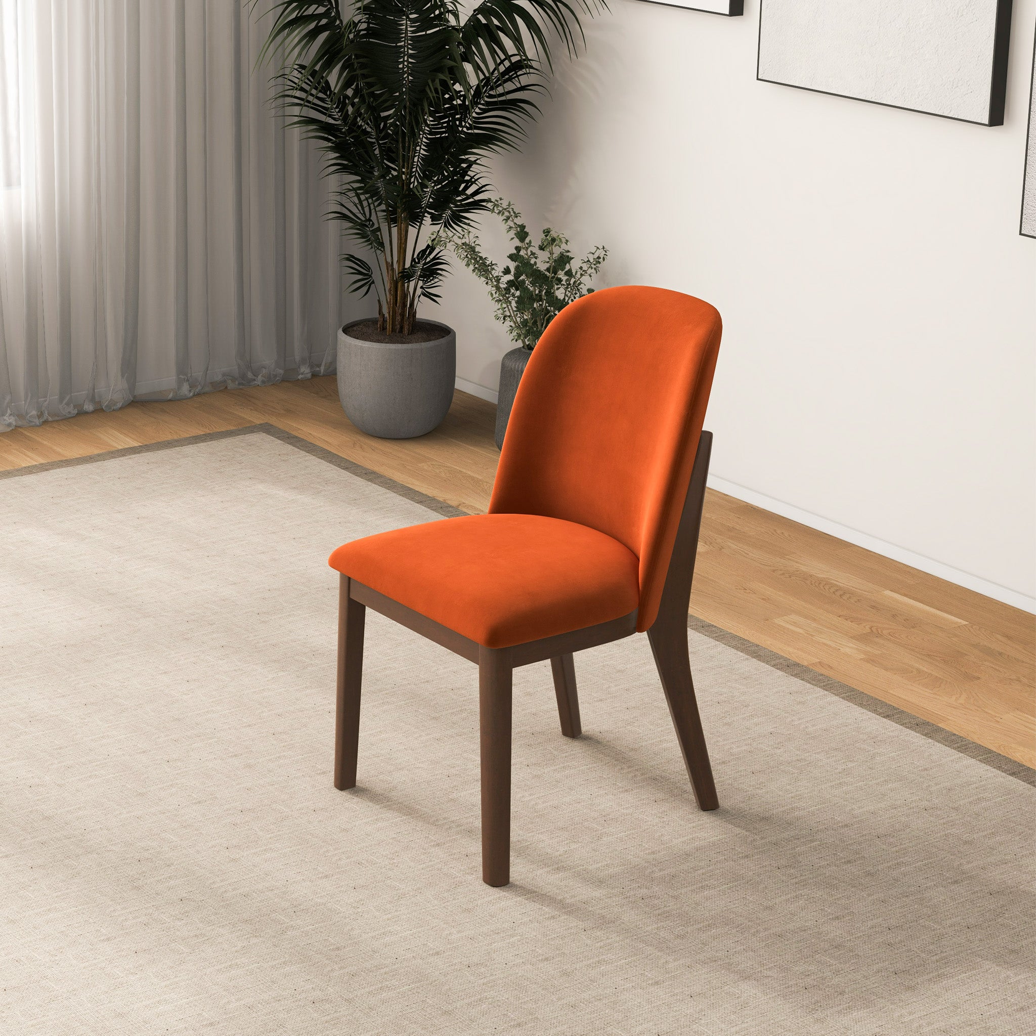 Belfast Burnt Orange Velvet Dining Chair Set of 2 - MidinMod