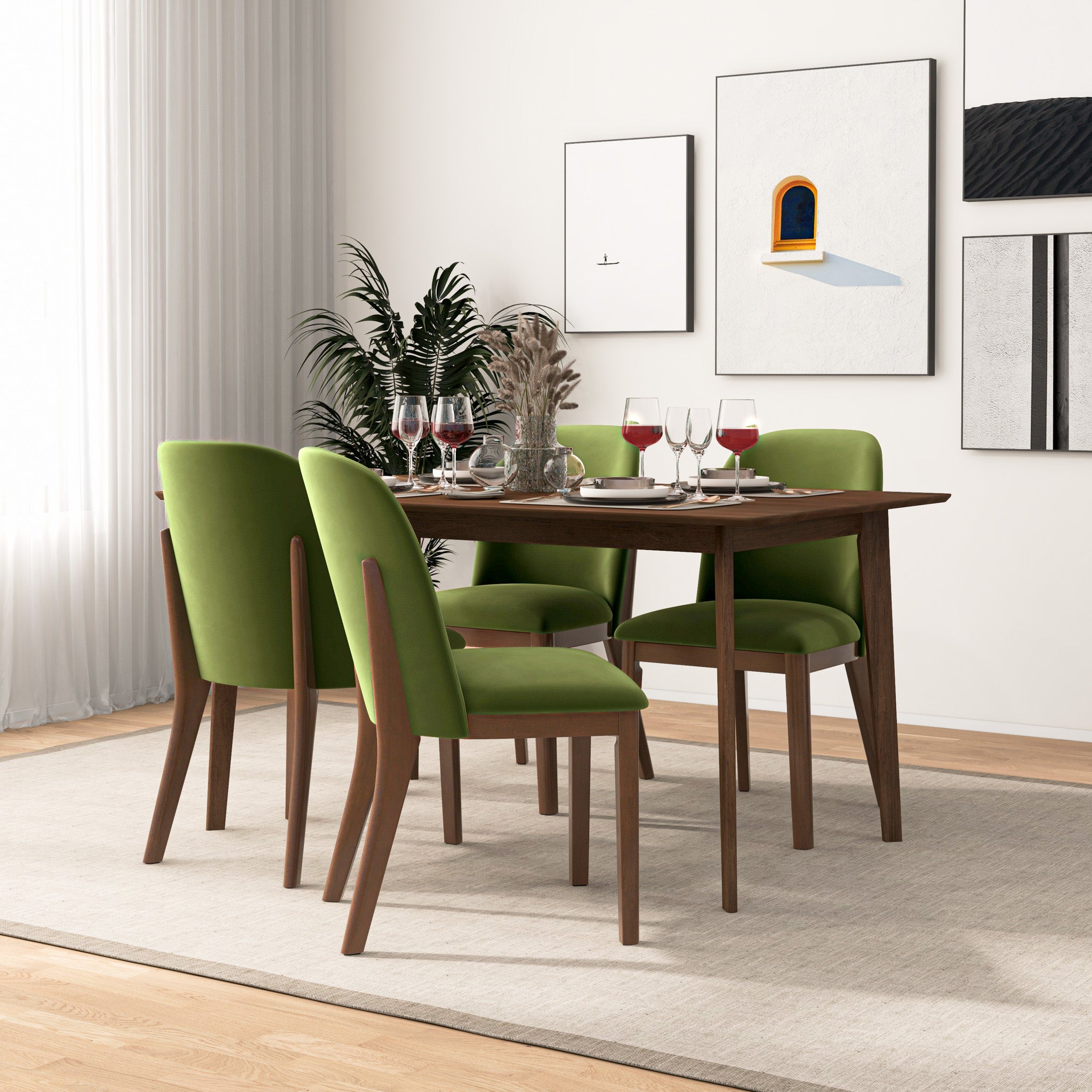 Belfast Green Velvet Dining Chair Set of 2 - MidinMod
