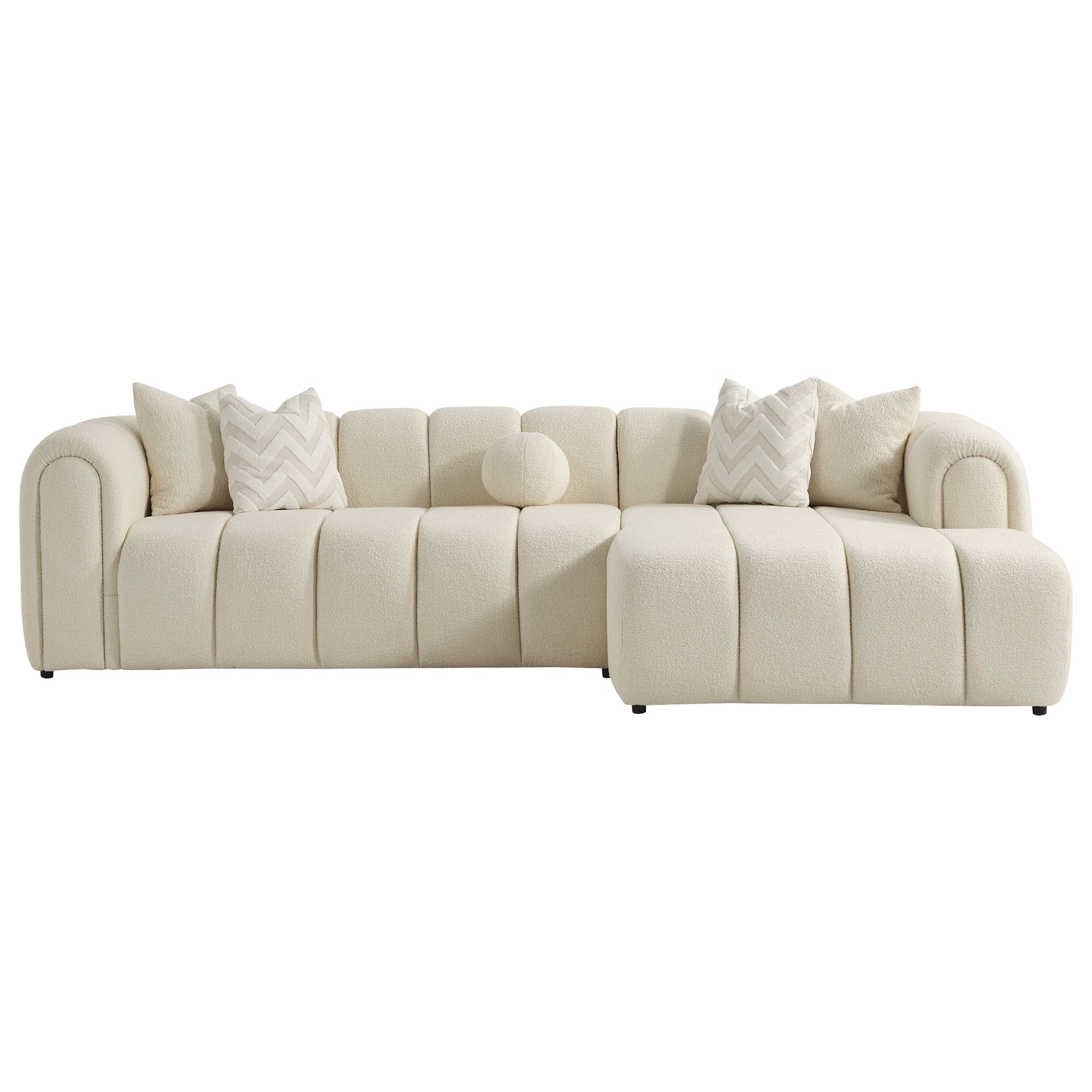 Bella Ivory Boucle Right Sectional Sofa - MidinMod