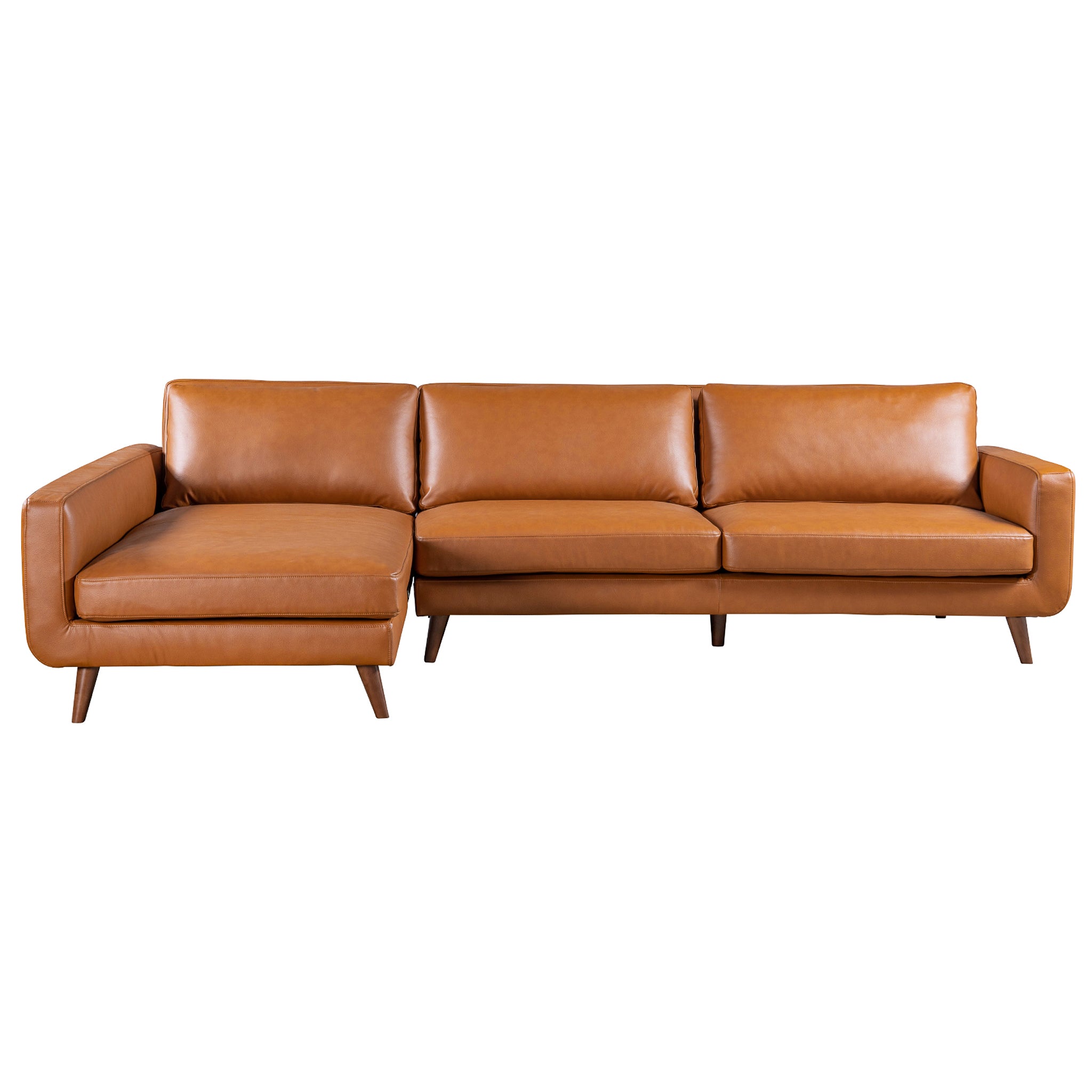 Bellaire Cognac Vegan Leather Sectional Left - MidinMod