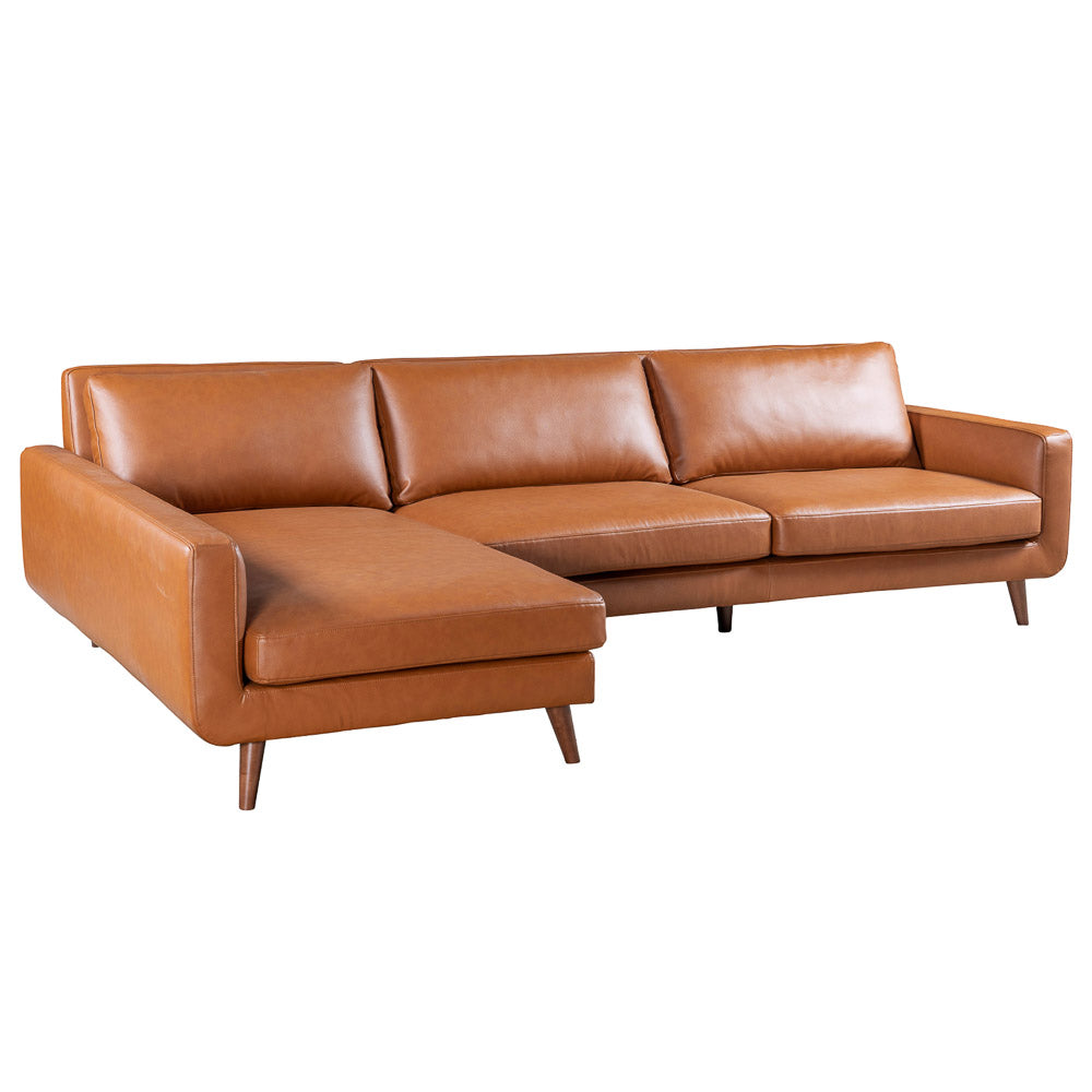Bellaire Cognac Vegan Leather Sectional Left - MidinMod