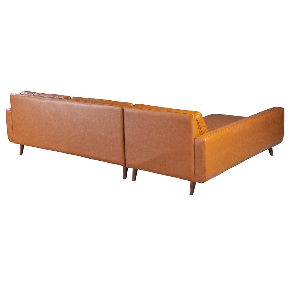 Bellaire Cognac Vegan Leather Sectional Left - MidinMod