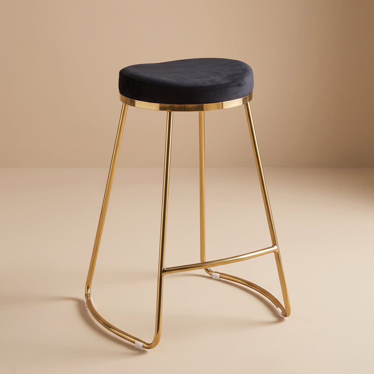 Bissel Mid-Century Modern Black Velvet Counter Stool with Gold Legs | MidinMod