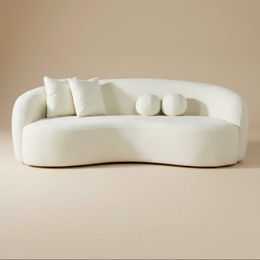 Blair Japandi White Curvy Boucle Sofa - MidinMod