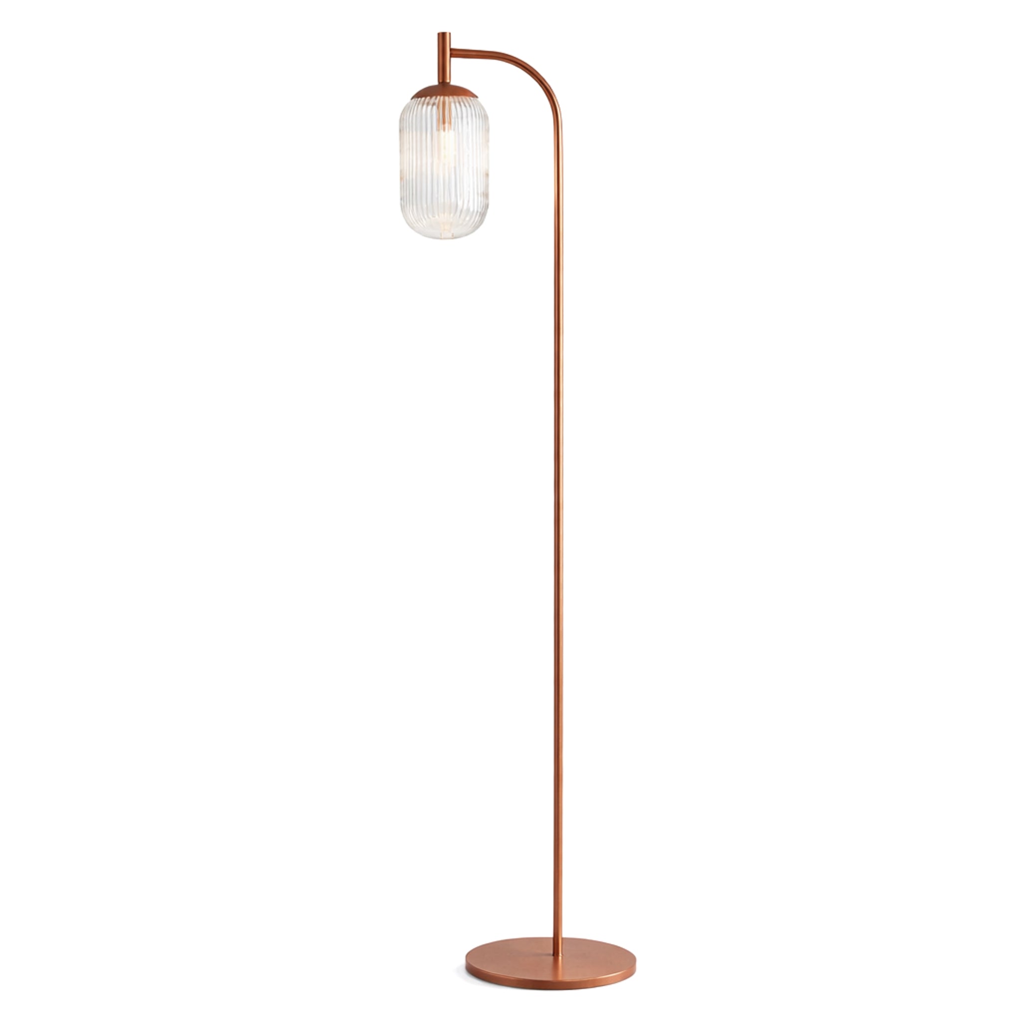 Blaze Arched Floor Lamp in Bronze with Clear Ribbed Glass Shade | MidinMod