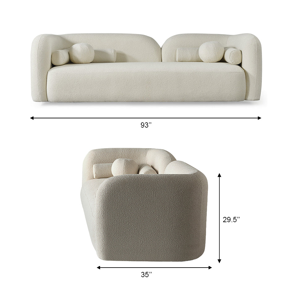 Bodrum Japandi Style Luxury Modern Velvet Fabric Curvy Sofa - MidinMod