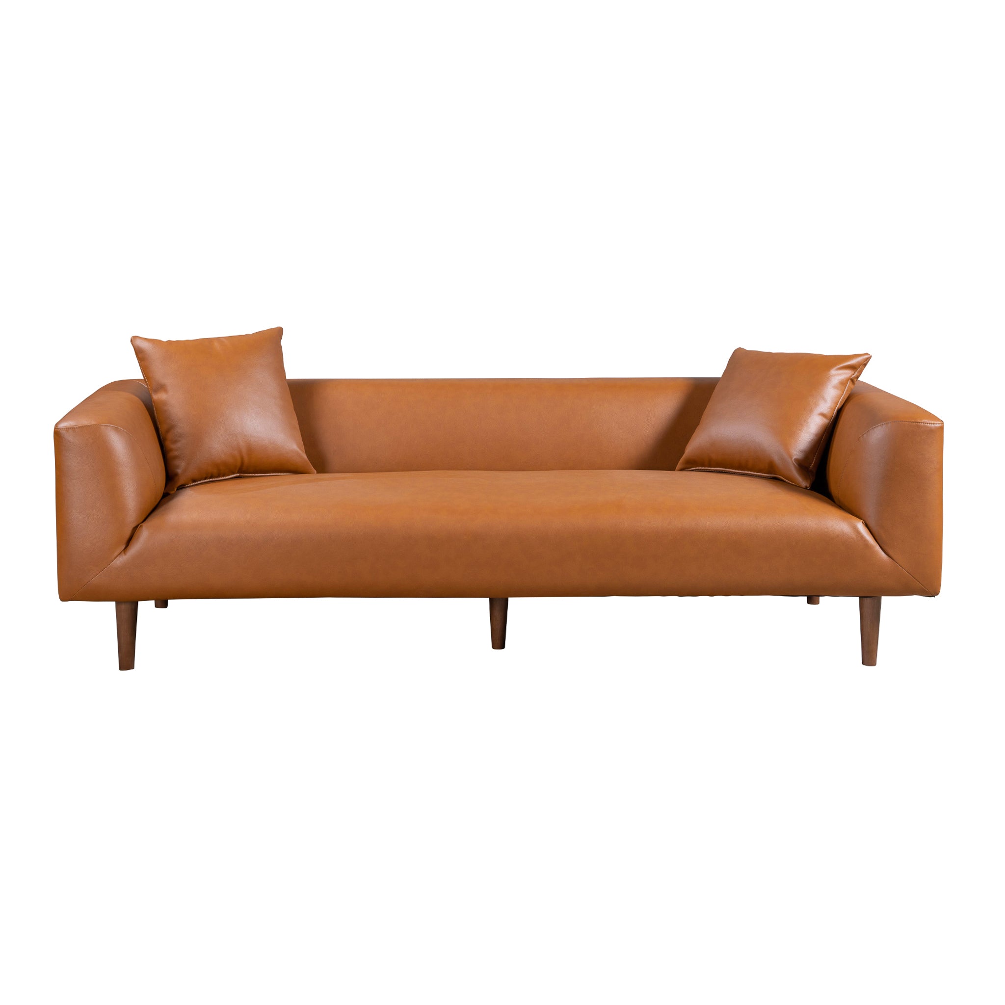 Bolton Cognac Vegan Leather Sofa - MidinMod
