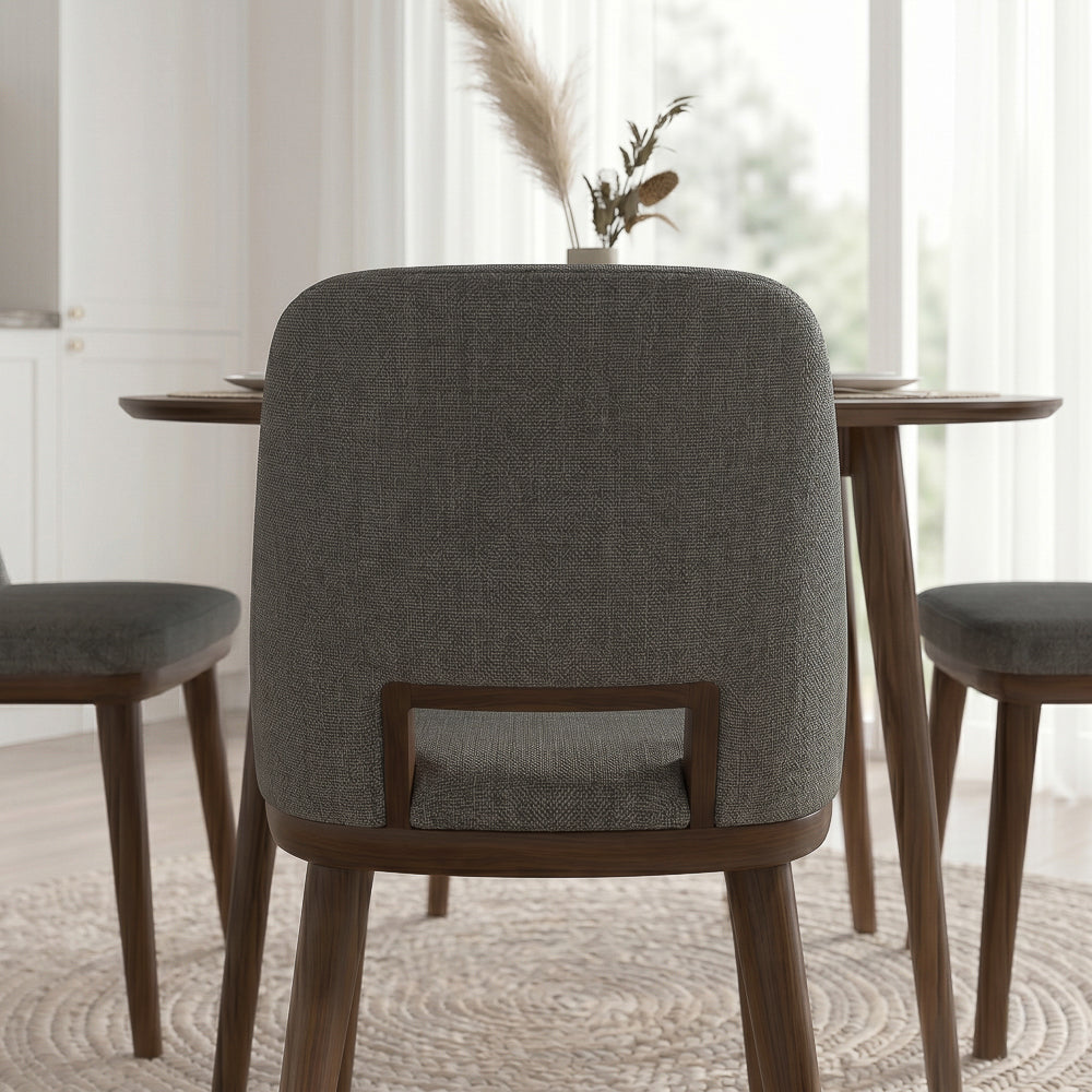 Bonney Dark Grey Fabric Dining Chairs | Modern Mid-Century Solid Wood Side Chairs | MidinMod