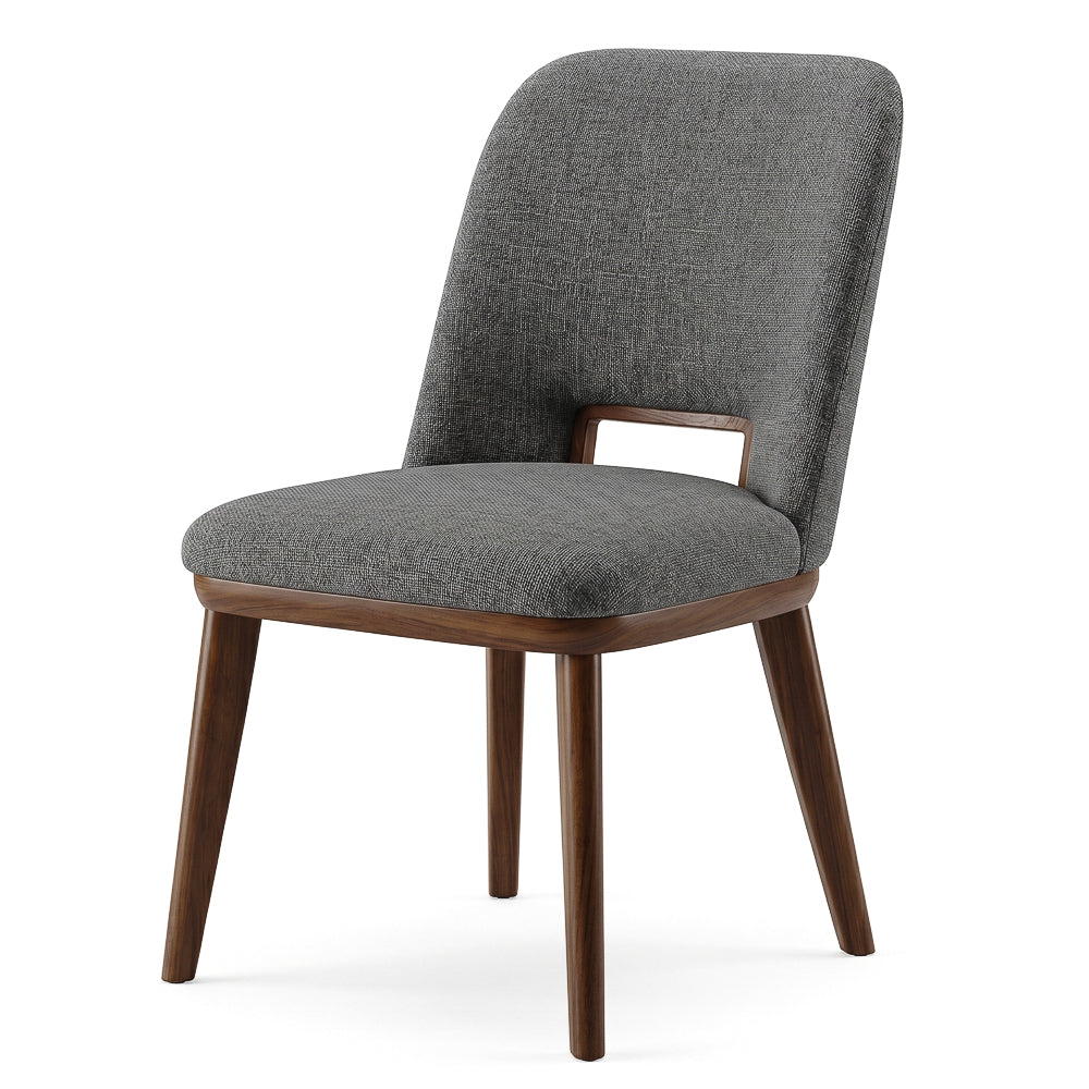Bonney Dark Grey Fabric Dining Chairs | Modern Mid-Century Solid Wood Side Chairs | MidinMod