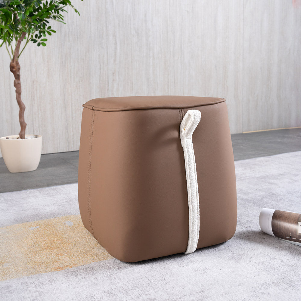 Brady Brown Vegan Leather Stool - MidinMod