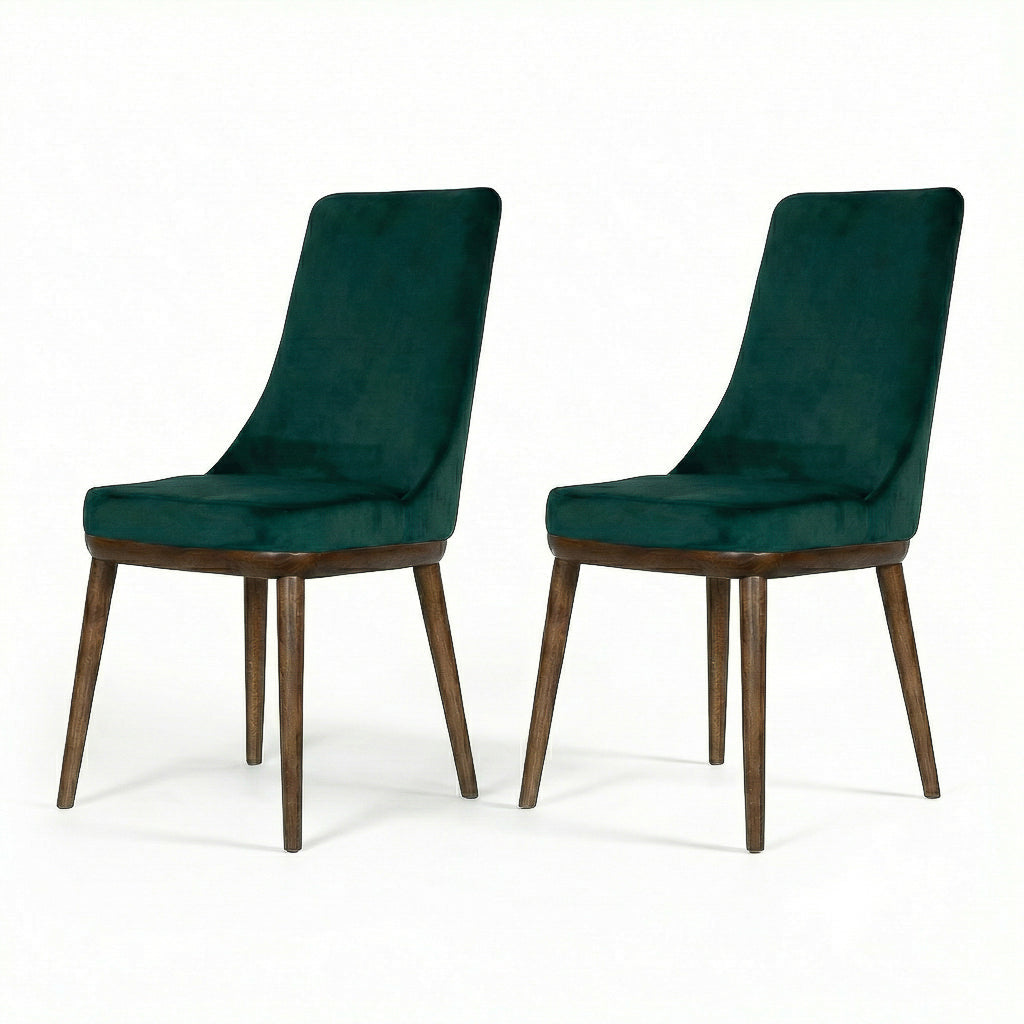 Brighton Dining Chair Emerald Green Velvet Set of 2 - MidinMod