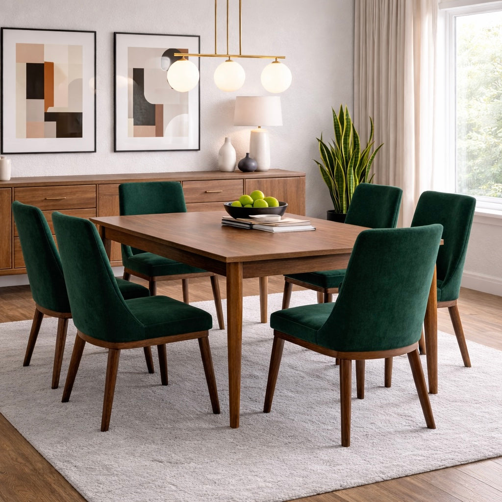 Brighton Dining Chair Emerald Green Velvet Set of 2 - MidinMod