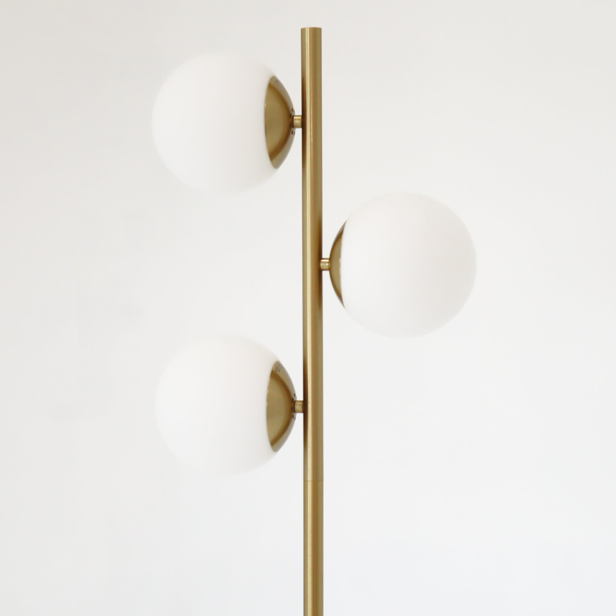 Brilliance Modern Gold Brush Floor Lamp, Opal Glass Shades and Round Metal Base