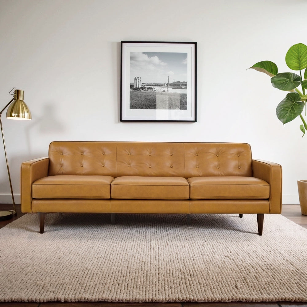 Broxton Tan Leather Sofa - MidinMod
