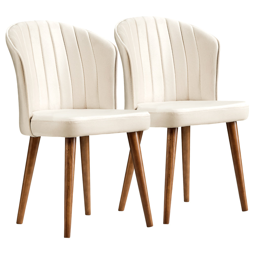 Calvin Dining Chair Set Of 2 - Beige Velvet- MidinMod